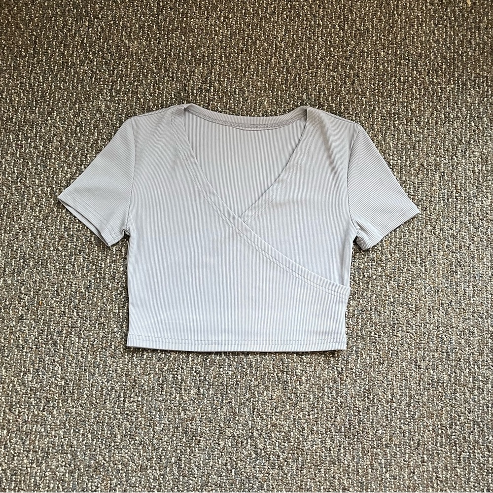 Light grey cross front crop top